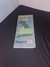 Rare Vintage REGENT OIL Road Map Of Wales And Central England Very Collectable