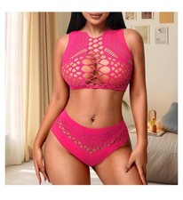 Pink Fishnet Lingerie Set