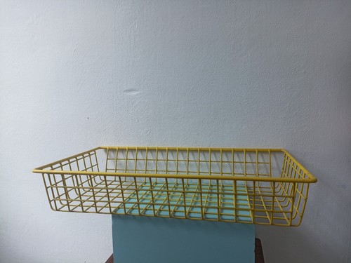 Vintage yellow wire crate