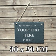 Personalised Slate Plaque 30x20cm Custom Sign Gift Memorial Any Text Engraved   