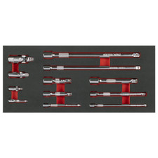 Sealey TBT44 Wobble Extension Bar & UJ Set 1/4 3/8 1/2 + Foam Tool Tray FD25