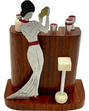 Signed Sudre Art Deco Female Bartender Cocktail Hors D'oeuvres Picks Set
