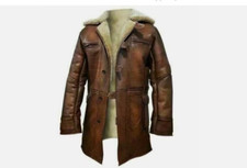 Men’s Shearling Leather Coat Bane Dark Knight Genuine Long Winter Jacket