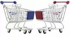 14cm Supermarket Metal Mini Trolley Hand Push Card Sweets Shopping Stationery