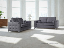 New Alaska 3+2 Seater Sofa Set Grey Plush Velvet | Free Fast Delivery CLEARANCE