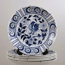 6 x Johnson Brothers Blue Rooster -  18cm - salad Plates  - Chanticleer