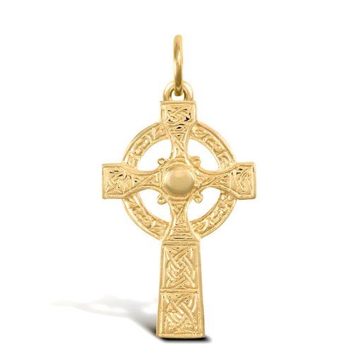 9ct yellow gold celtic cross - yellow,