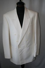Vtg Varteks cream Tuxedo dinner jacket size 44L Large evening dandy revival