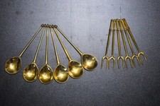 Brass Medieval Cutlery Set Viking Cutlery Spoon Fork Set of 6 pcs Christmas Gift