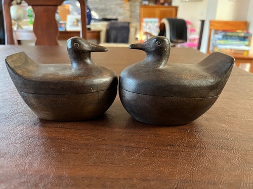 Pair duck wooden trinket - duck,