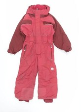 DECATHLON Boys Red Basic Coat Snowsuit Size 4 Years Zip - Logo Zipped Pockets