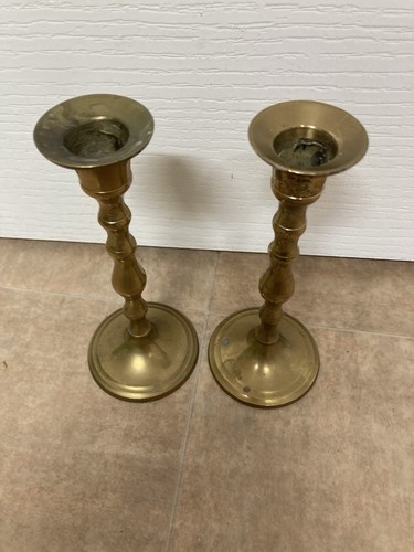 Brass screw candlesticks - brass,