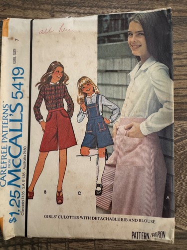 Mccall 5419 girls culottes - mccall's, girls'
