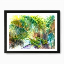 Coconut Palm Tree Watercolor