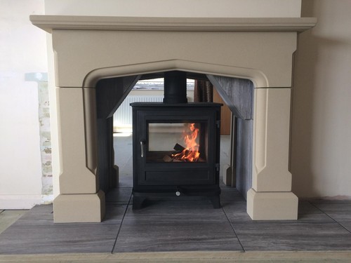 Tudor style stone fireplace - tudor,