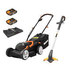 WORX Powershare Cordless Lawn Mower & Grass Trimmer Twin Pack x2 2.0Ah Battery