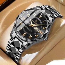 Men's Quartz Watches 3 ATM Waterproof Luminous Date Stainless Steel Wristwatches