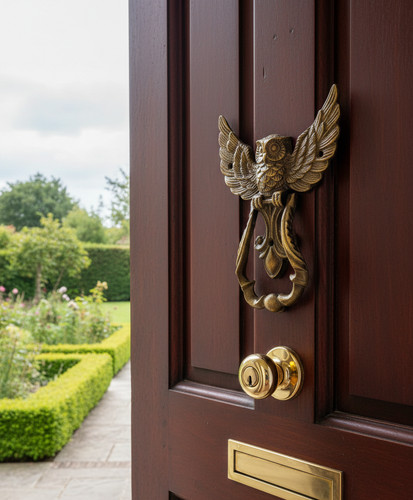 Cast iron owl door knocker - owl,