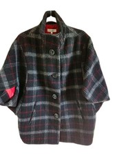 Mohair Wool Blend Jacket Black Grey Red Soft Lightweight Cape John Rochas 12- 14