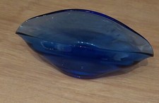 Vintage  retro blue oval glass dish ornament sweet dish VGC