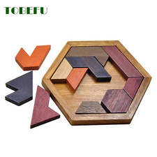Wooden Geometric Jigsaw Puzzle Kids Brain Teaser Educational Non-Toxic Toy UK