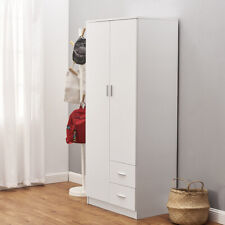 Modern 2 Door 2 Drawer Wardrobe with Shelf Hanging Rail Clothes Storage Cupboard