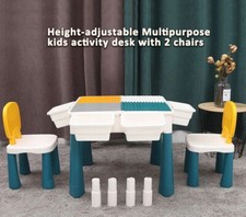 Kids Activity Table Chairs Storage Study Drawing Baseplate Compatible Lego Duplo