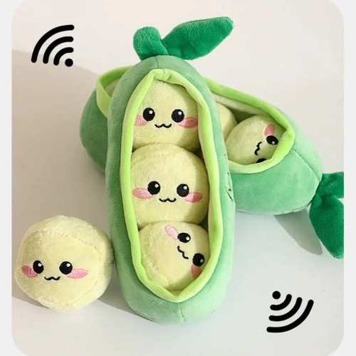 Plush pea pod dog toy - pea,