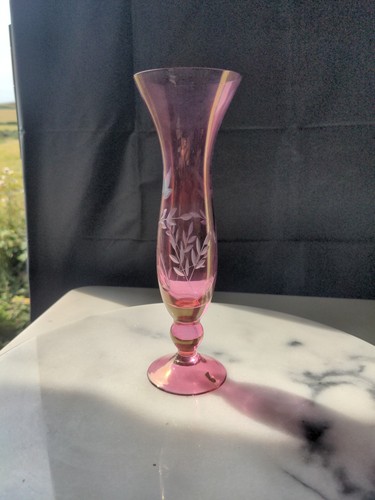 Vintage cranberry etched - vintage, 7