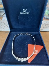 Genuine Swarovski Vintage Tennis Necklace, Rhodium Plated