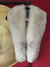 Womens Vintage Silver Fox Fur Scarf Collar Wrap Shawl Stole
