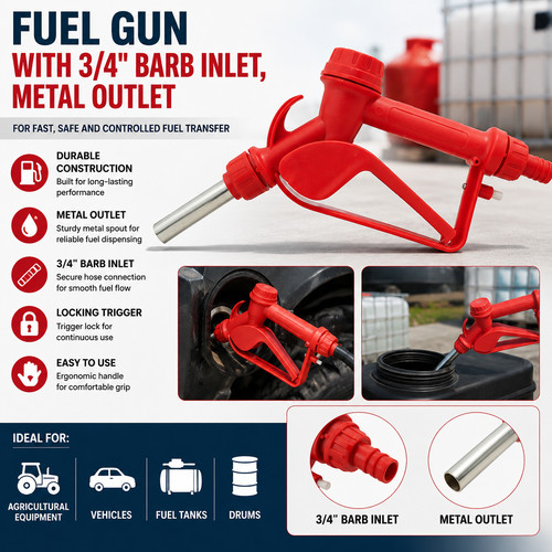 Fuel gun with 4in barb - with, 3/4in
