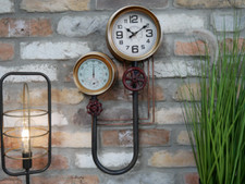 Industrial Pipe Wall Clock Vintage Steampunk Style Pipe Fittings Retro Design