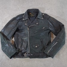 Vintage Reed Leather Jacket Mens 38 Black Brando Biker Motorcycle Genuine Coat