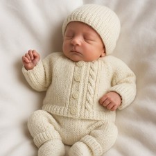 Premature Baby Knitting Pattern Only - make a 4 Piece Cardigan Set white cream