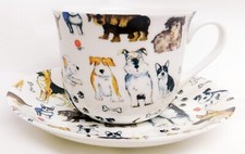 Dogs Cup Saucer Set Fine Bone