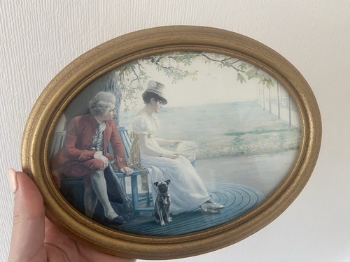 Vintage framed oval print - framed,