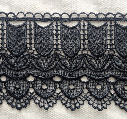 Black crochet guipure trim - crochet,