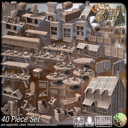 Resin medieval tavern terrain - resin,