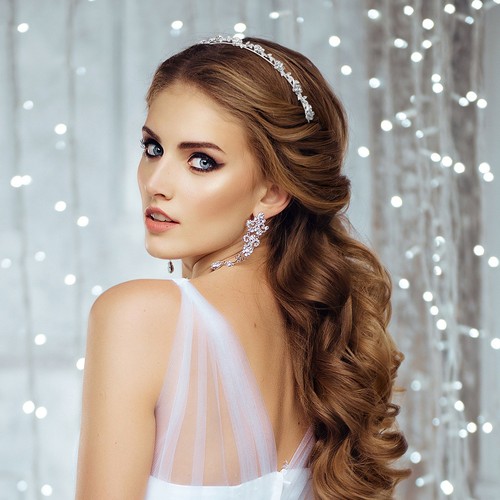 Women crystal bridal flower - crystal,