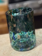 Lighted Art Glass Vase Teal
