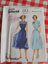 Butterick B5920 Retro Butterick 1951 Style Dress Pattern Size 6-14