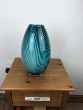 murano glass vase ? black teal swirled glass cased