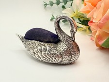 Antique Sterling Silver SWAN Pin Cushion,  Hallmarked 1907,  Adie & Lovekin, 7cm