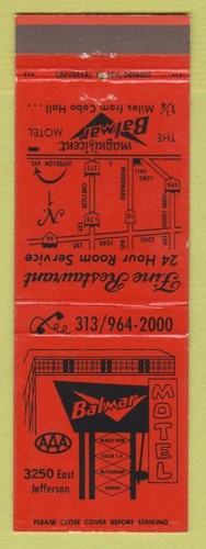 Matchbook cover balmar motel - cover,