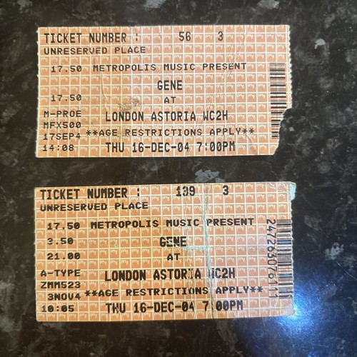 Gene concert ticket stubs - gene,