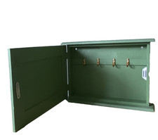 Vintage Key Cabinet Wooden Green