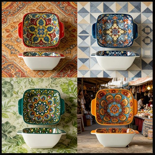4pcs square bohemian ceramic - bohemian,