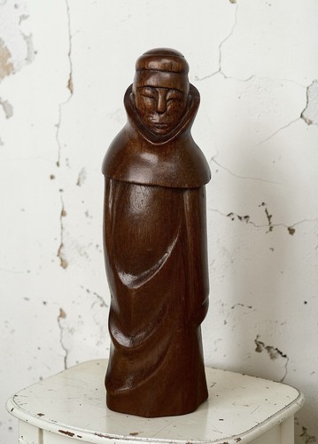 Antique french wooden monk - french,