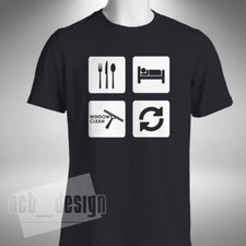 Eat Sleep Window Clean Repeat Mens T-shirt Funny Ladder work wear chamois bucket